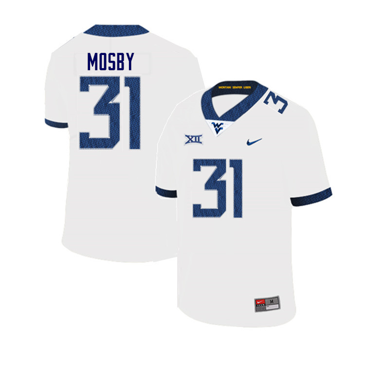 Men #31 Quamaezius Mosby West Virginia Mountaineers College Football Jerseys Sale-White